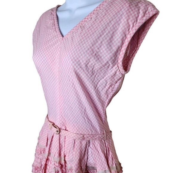 Vintage 50s Kane Weill Bouffant Dress Womens Size S Pink Gingham Check Pinup - Picture 3 of 8